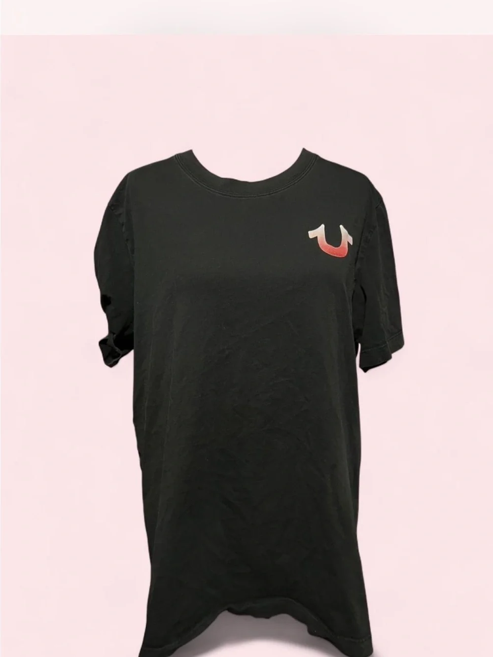 Large Men’s True Religion Black Tee with Small Red Gradient Logo